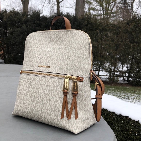 Michael Kors Handbags - MICHAEL KORS RHEA MD SLIM LEATHER BACKPACK